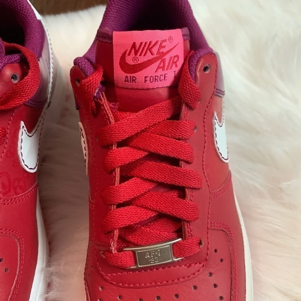 Nike Red Berry Air Force 1 Low Youth Sneakers